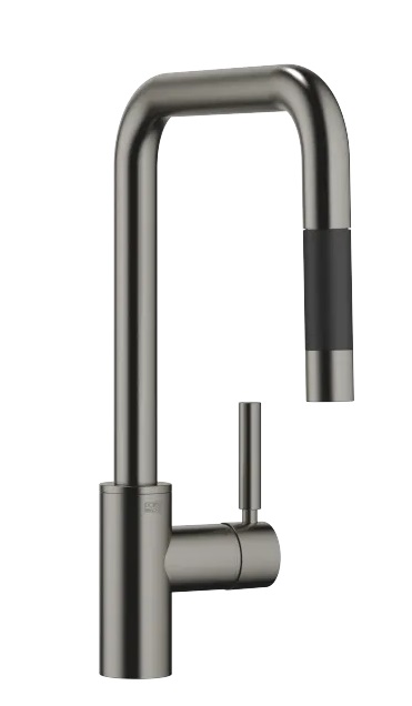 Dornbracht META SQUARE Смеситель однорычажный Pull-down с функцией душа 33870861-99 темная платина матовая