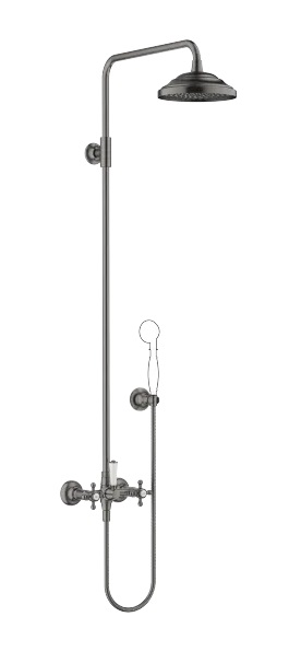 Dornbracht Madison Душевая стойка с душевым смесителем без ручного душа 26633360-99 темная платина матовая