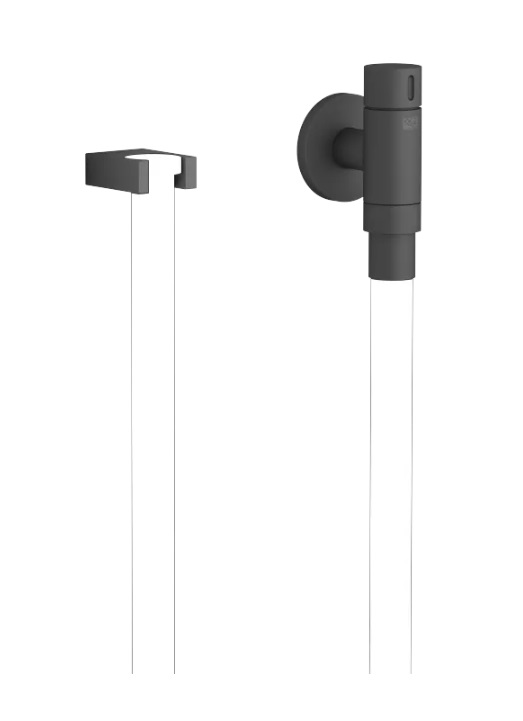 Dornbracht WaterTube Kneipp-настенное присоединительное колено с держателем для шланга с отдельной розеткой 27843979-33 черный матовый