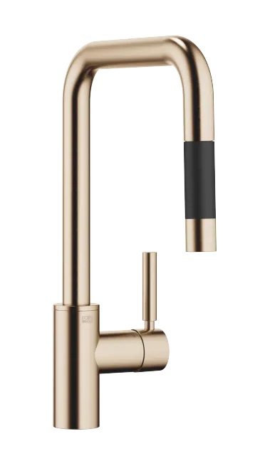 Dornbracht META SQUARE Смеситель однорычажный Pull-down с функцией душа 33870861-46 шампань сатинированный