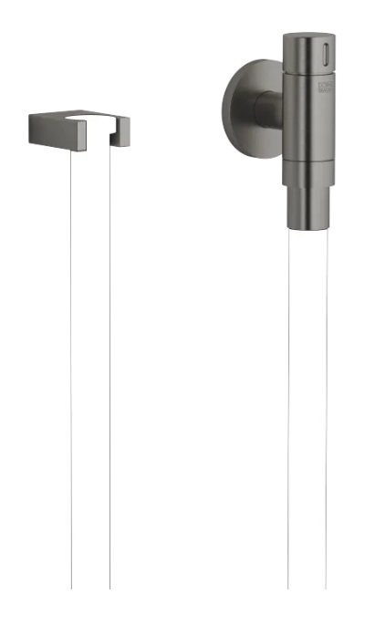 Dornbracht WaterTube Kneipp-настенное присоединительное колено с держателем для шланга с отдельной розеткой 27843979-99 темная платина матовая
